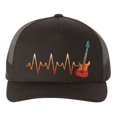 Retro Electric Guitar Heartbeat Guitarist Rock Music Band Yupoong Adult 5-Panel Trucker Hat