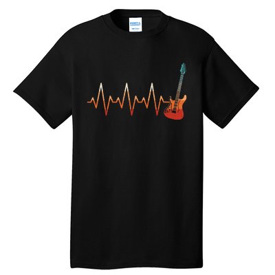 Retro Electric Guitar Heartbeat Guitarist Rock Music Band Tall T-Shirt