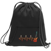 Retro Electric Guitar Heartbeat Guitarist Rock Music Band Sweatshirt Cinch Pack Bag