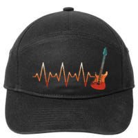 Retro Electric Guitar Heartbeat Guitarist Rock Music Band 7-Panel Snapback Hat