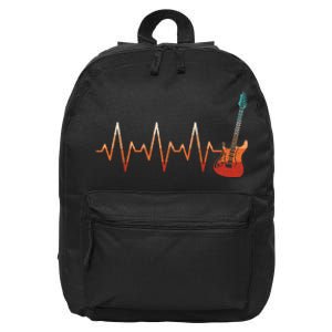 Retro Electric Guitar Heartbeat Guitarist Rock Music Band 16 in Basic Backpack