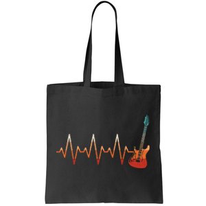 Retro Electric Guitar Heartbeat Guitarist Rock Music Band Tote Bag