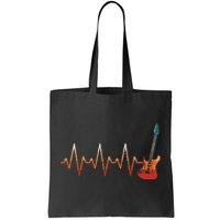 Retro Electric Guitar Heartbeat Guitarist Rock Music Band Tote Bag