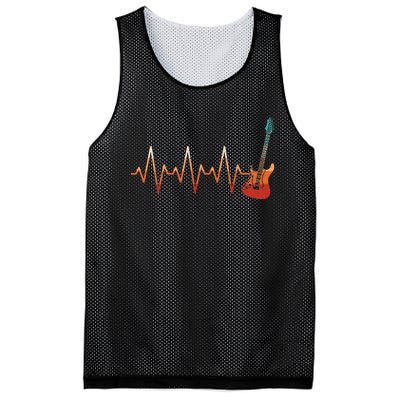 Retro Electric Guitar Heartbeat Guitarist Rock Music Band Mesh Reversible Basketball Jersey Tank