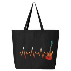 Retro Electric Guitar Heartbeat Guitarist Rock Music Band 25L Jumbo Tote