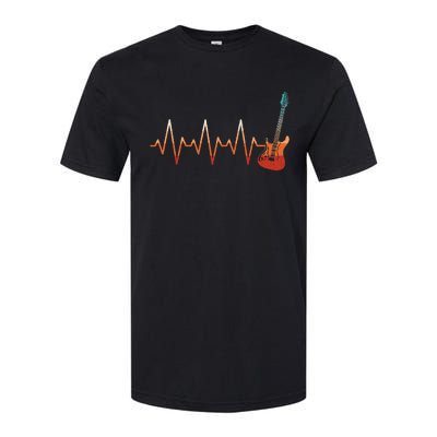 Retro Electric Guitar Heartbeat Guitarist Rock Music Band Softstyle CVC T-Shirt