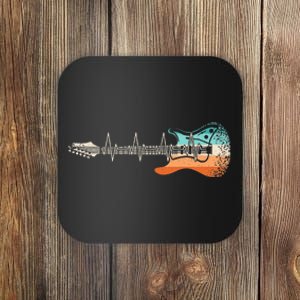 Retro Electric Guitar Heartbeat Rock Musician Guitarist Coaster