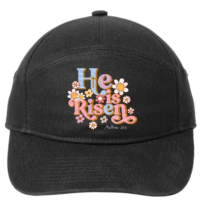 Retro Easter Groovy He Is Risen Christian 7-Panel Snapback Hat