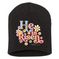 Retro Easter Groovy He Is Risen Christian Short Acrylic Beanie