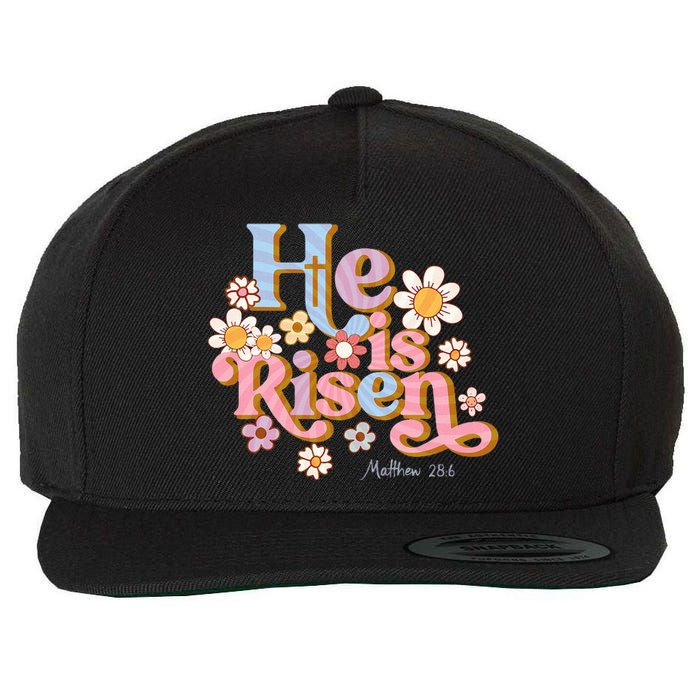 Retro Easter Groovy He Is Risen Christian Wool Snapback Cap