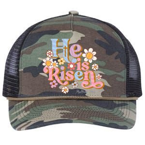 Retro Easter Groovy He Is Risen Christian Retro Rope Trucker Hat Cap