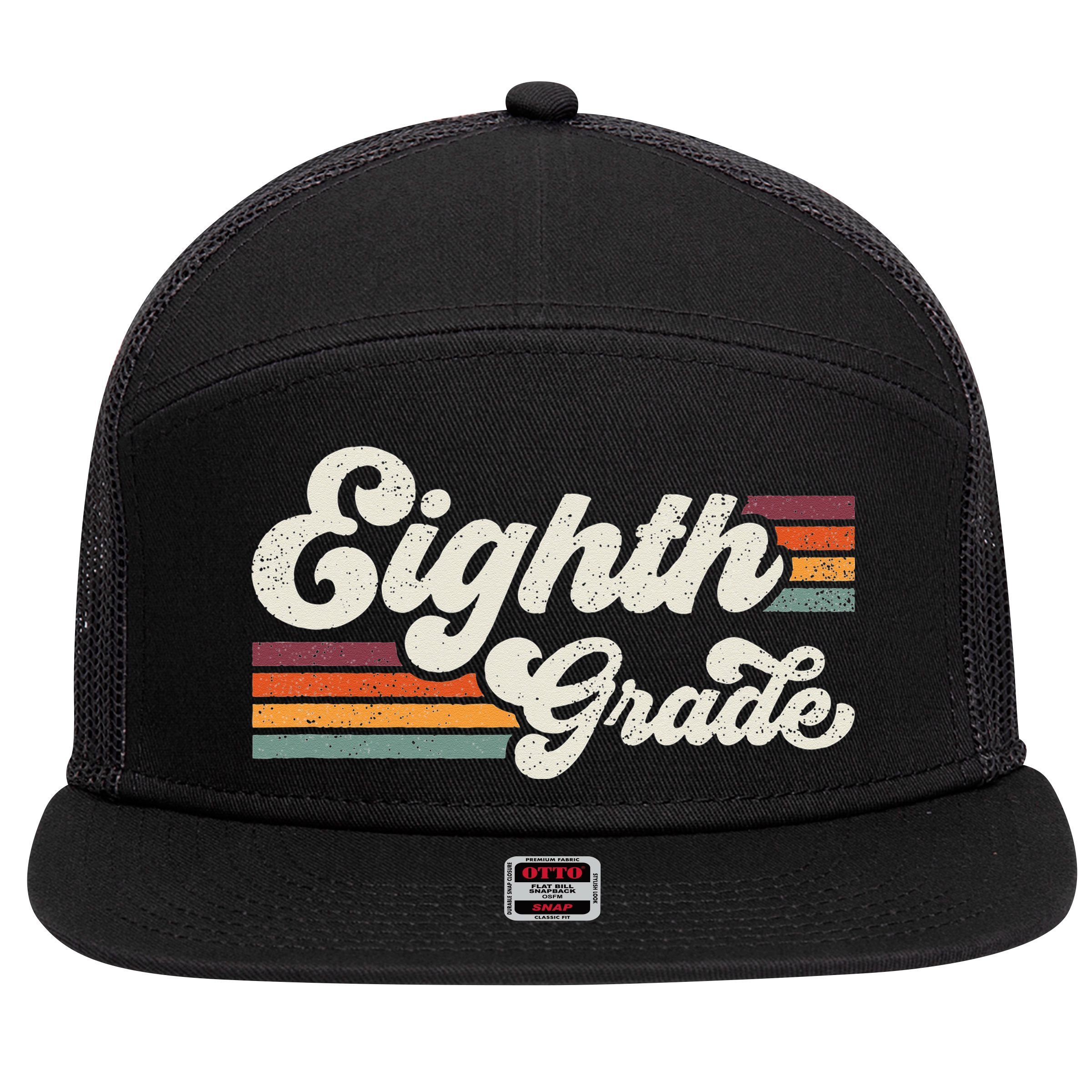 Retro Eighth Grade Teacher Back To School 7 Panel Mesh Trucker Snapback Hat