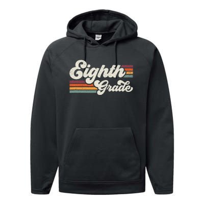 Retro Eighth Grade Teacher Back To School Performance Fleece Hoodie