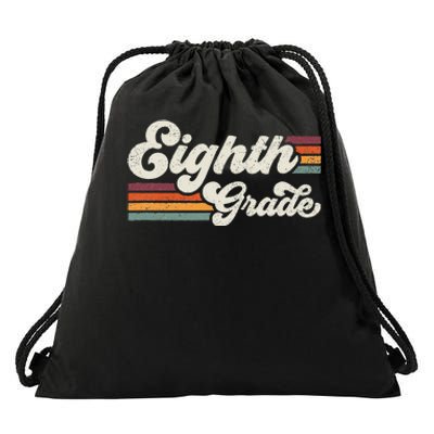 Retro Eighth Grade Teacher Back To School Drawstring Bag