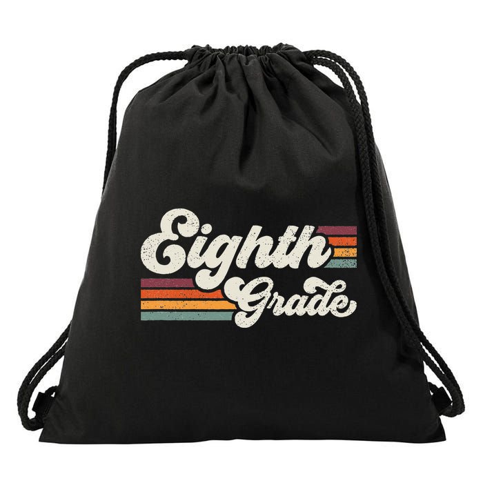 Retro Eighth Grade Teacher Back To School Drawstring Bag