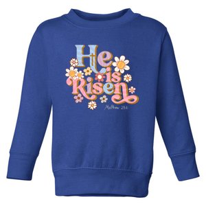 Retro Easter Groovy He Is Risen Christian Gift Toddler Sweatshirt