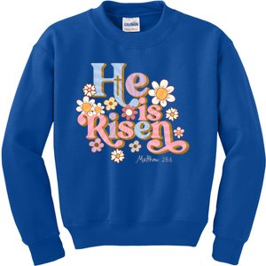 Retro Easter Groovy He Is Risen Christian Gift Kids Sweatshirt