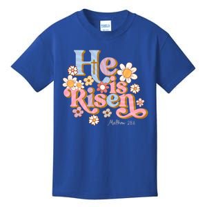 Retro Easter Groovy He Is Risen Christian Gift Kids T-Shirt