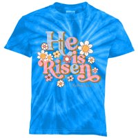 Retro Easter Groovy He Is Risen Christian Gift Kids Tie-Dye T-Shirt