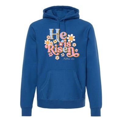 Retro Easter Groovy He Is Risen Christian Cool Gift Premium Hoodie