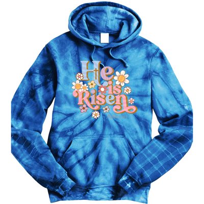 Retro Easter Groovy He Is Risen Christian Cool Gift Tie Dye Hoodie