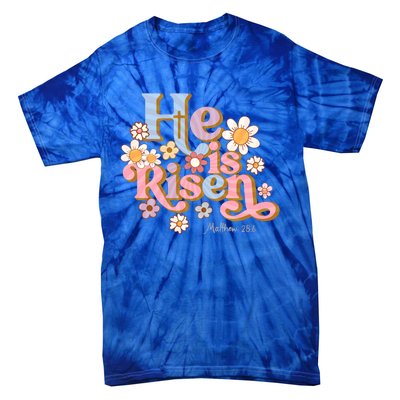 Retro Easter Groovy He Is Risen Christian Cool Gift Tie-Dye T-Shirt