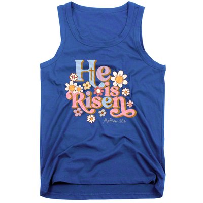 Retro Easter Groovy He Is Risen Christian Cool Gift Tank Top