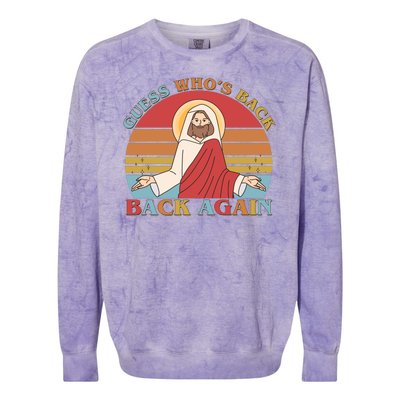 Retro Easter Guess Who Back Again Jesus Resurrection Colorblast Crewneck Sweatshirt