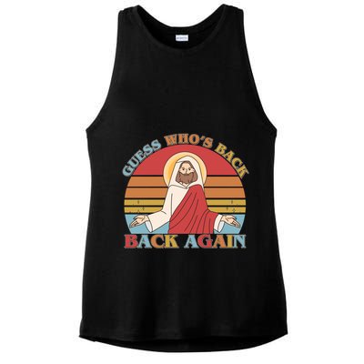 Retro Easter Guess Who Back Again Jesus Resurrection Ladies PosiCharge Tri-Blend Wicking Tank