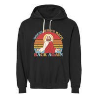 Retro Easter Guess Who Back Again Jesus Resurrection Garment-Dyed Fleece Hoodie