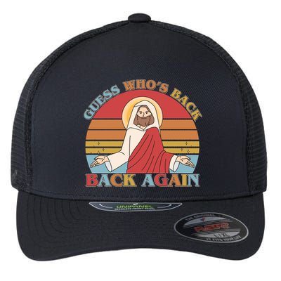 Retro Easter Guess Who Back Again Jesus Resurrection Flexfit Unipanel Trucker Cap