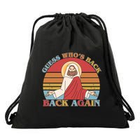 Retro Easter Guess Who Back Again Jesus Resurrection Drawstring Bag