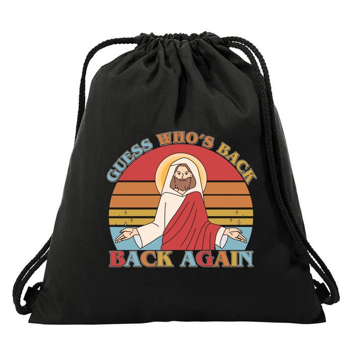 Retro Easter Guess Who Back Again Jesus Resurrection Drawstring Bag
