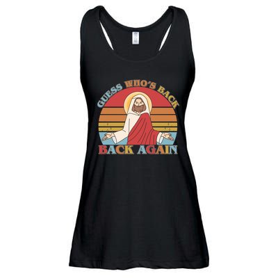 Retro Easter Guess Who Back Again Jesus Resurrection Ladies Essential Flowy Tank