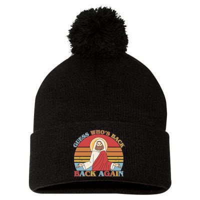 Retro Easter Guess Who Back Again Jesus Resurrection Pom Pom 12in Knit Beanie