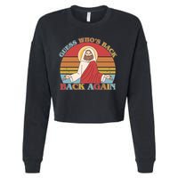 Retro Easter Guess Who Back Again Jesus Resurrection Cropped Pullover Crew