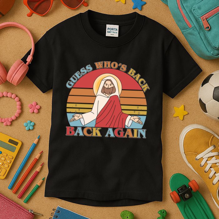 Retro Easter Guess Who Back Again Jesus Resurrection Kids T-Shirt