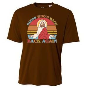 Retro Easter Guess Who Back Again Jesus Resurrection Cooling Performance Crew T-Shirt