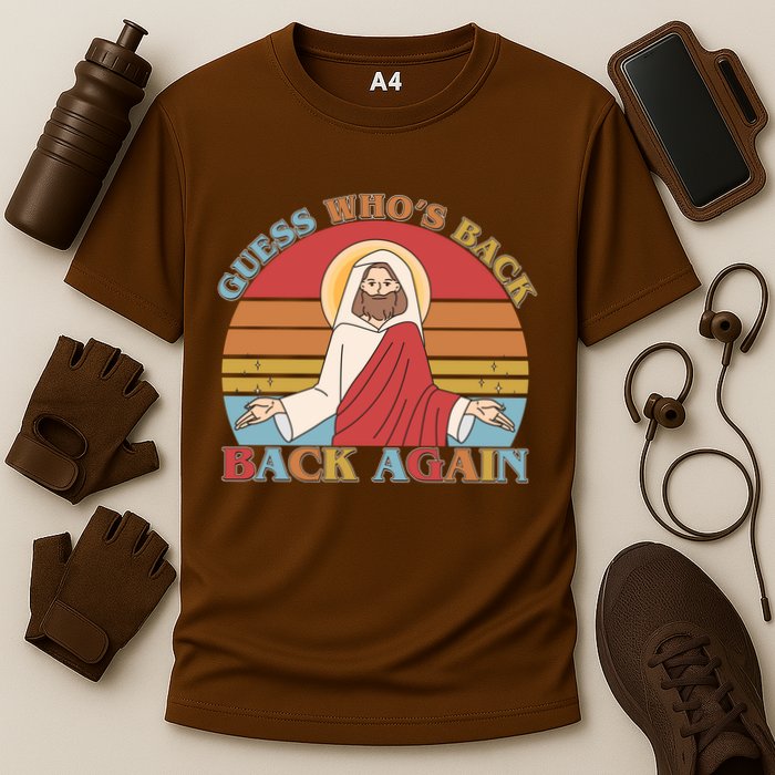 Retro Easter Guess Who Back Again Jesus Resurrection Performance Shirt