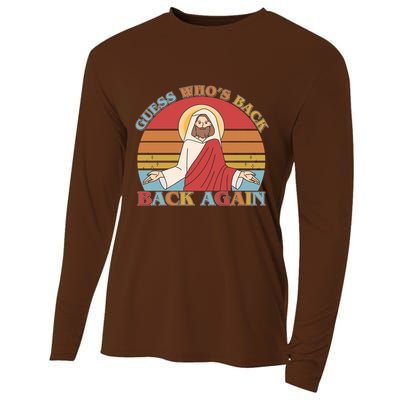Retro Easter Guess Who Back Again Jesus Resurrection Cooling Performance Long Sleeve Crew