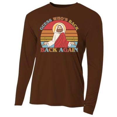 Retro Easter Guess Who Back Again Jesus Resurrection Cooling Performance Long Sleeve Crew