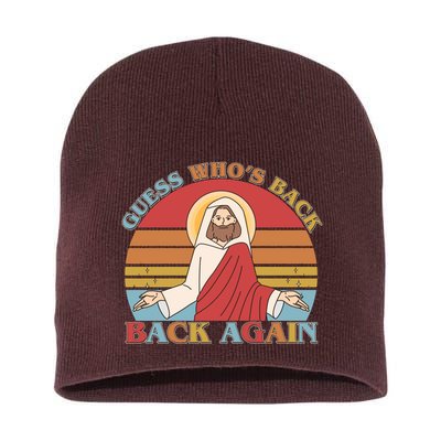 Retro Easter Guess Who Back Again Jesus Resurrection Short Acrylic Beanie