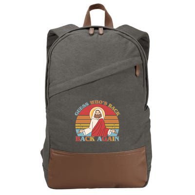 Retro Easter Guess Who Back Again Jesus Resurrection Cotton Canvas Backpack