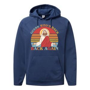 Retro Easter Guess Who Back Again Jesus Resurrection Performance Fleece Hoodie