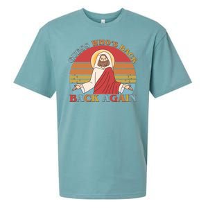 Retro Easter Guess Who Back Again Jesus Resurrection Sueded Cloud Jersey T-Shirt