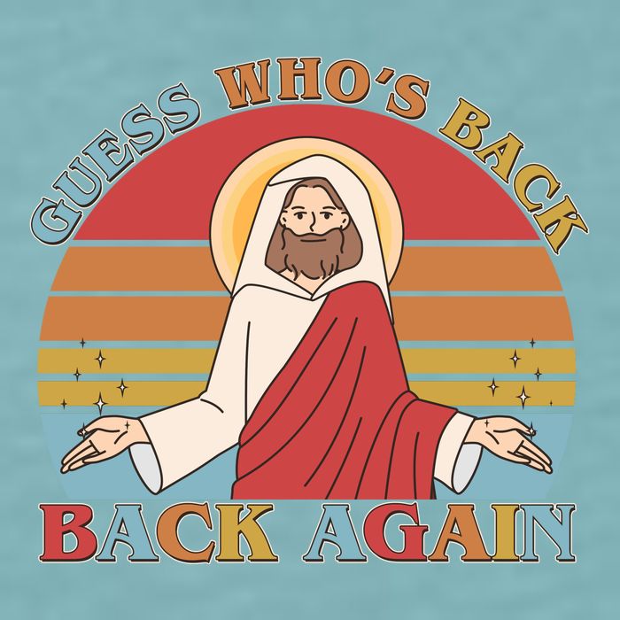 Retro Easter Guess Who Back Again Jesus Resurrection Sueded Cloud Jersey T-Shirt