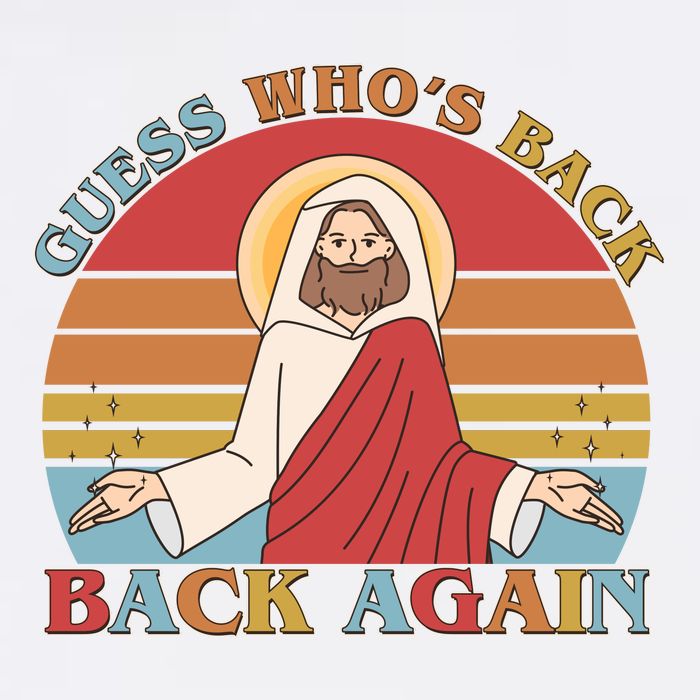 Retro Easter Guess Who Back Again Jesus Resurrection Garment-Dyed Sweatshirt