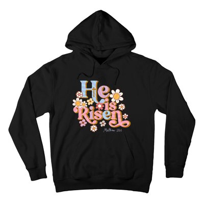 Retro Easter Groovy He Is Risen Christian Hoodie