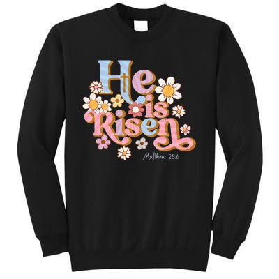 Retro Easter Groovy He Is Risen Christian Sweatshirt