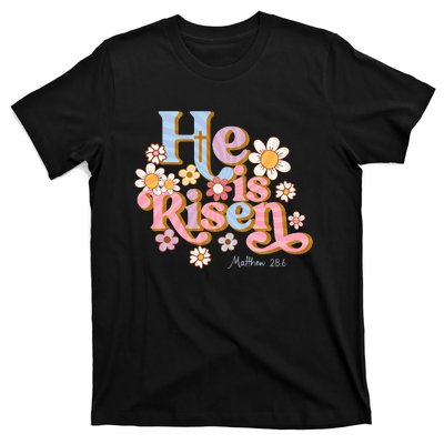 Retro Easter Groovy He Is Risen Christian T-Shirt